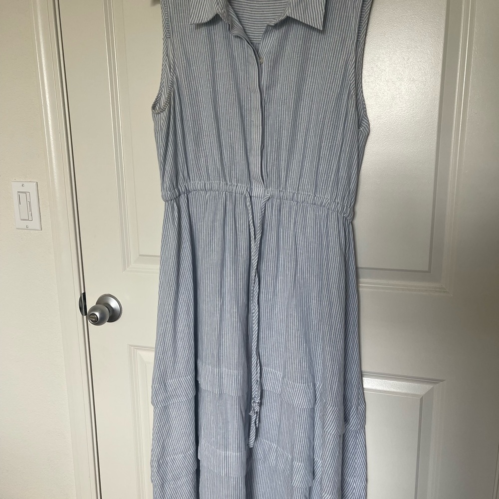 Sleeveless Blue Striped Dress